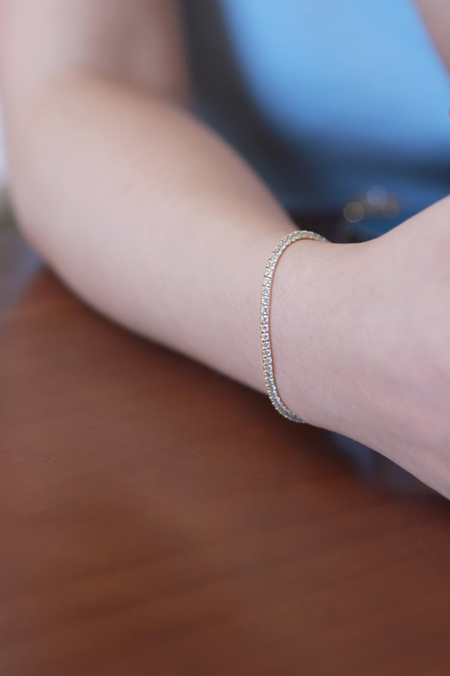 Classic Stone Tennis Bracelet- Gold - Wishe19