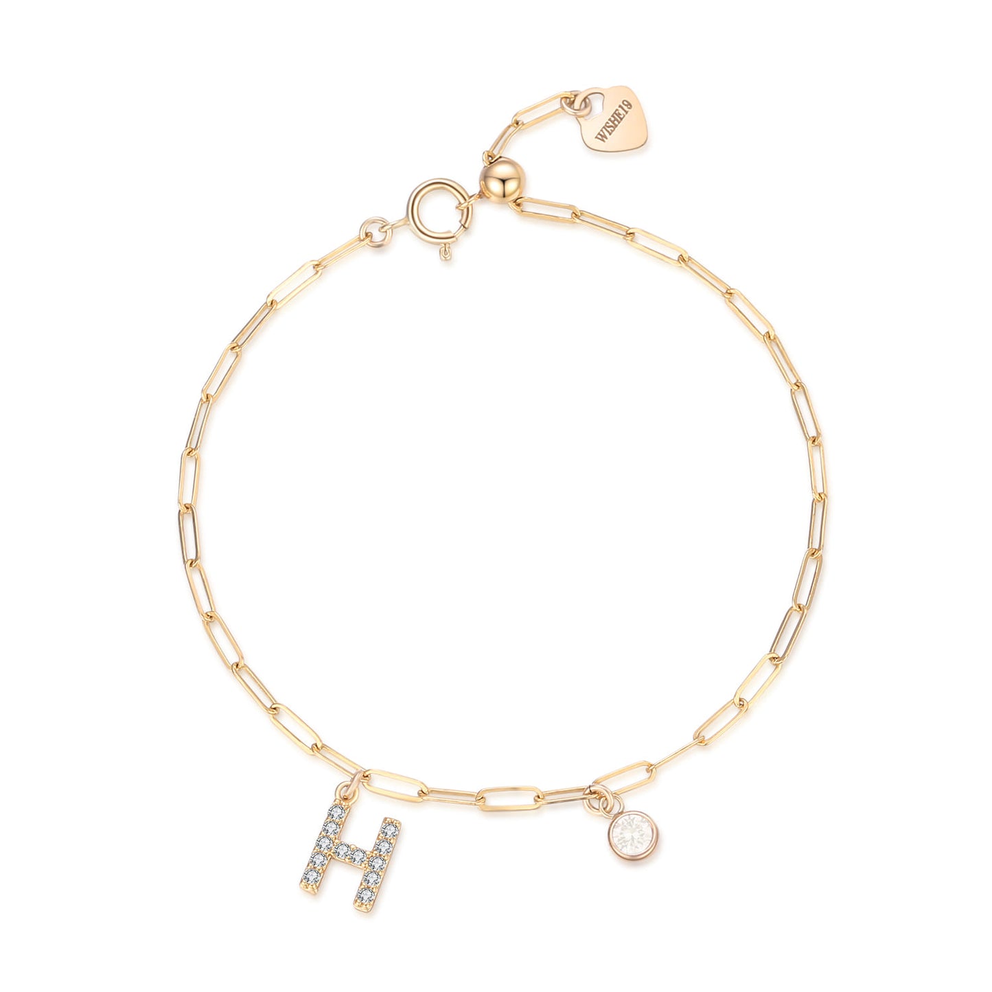 14KGF Initial Drop Bracelet - Wishe19