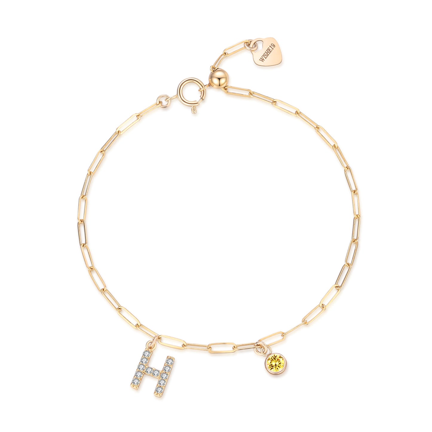 14KGF Initial Drop Bracelet - Wishe19