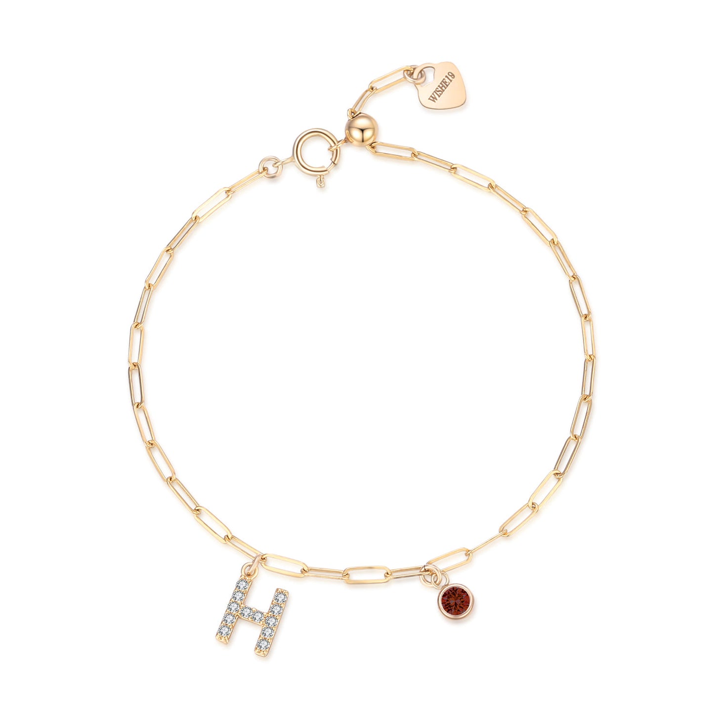 14KGF Initial Drop Bracelet - Wishe19
