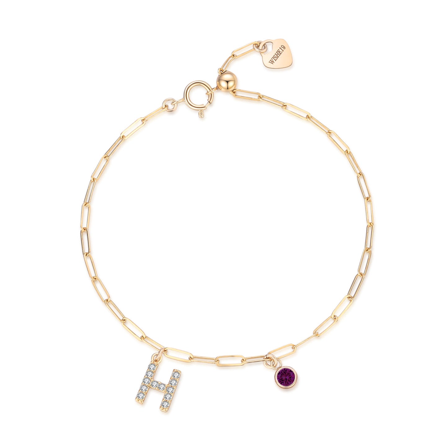 14KGF Initial Drop Bracelet - Wishe19
