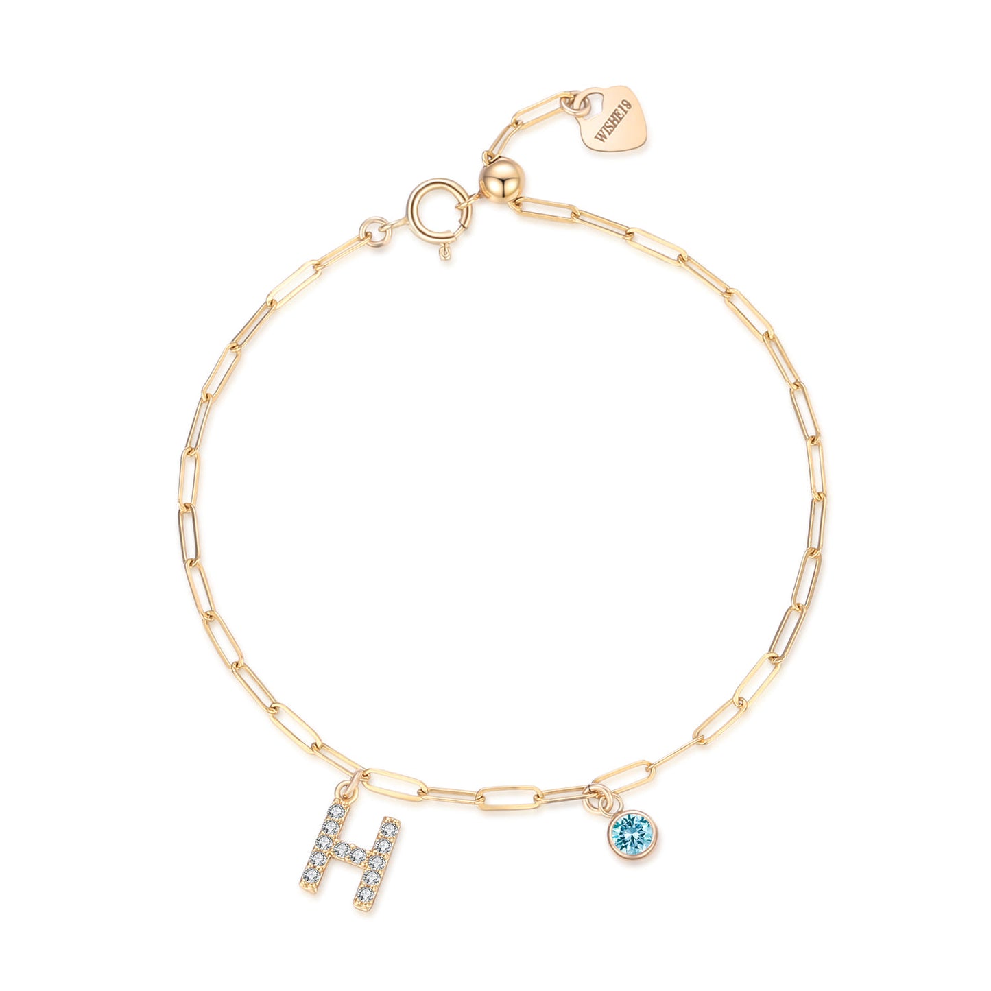 14KGF Initial Drop Bracelet - Wishe19