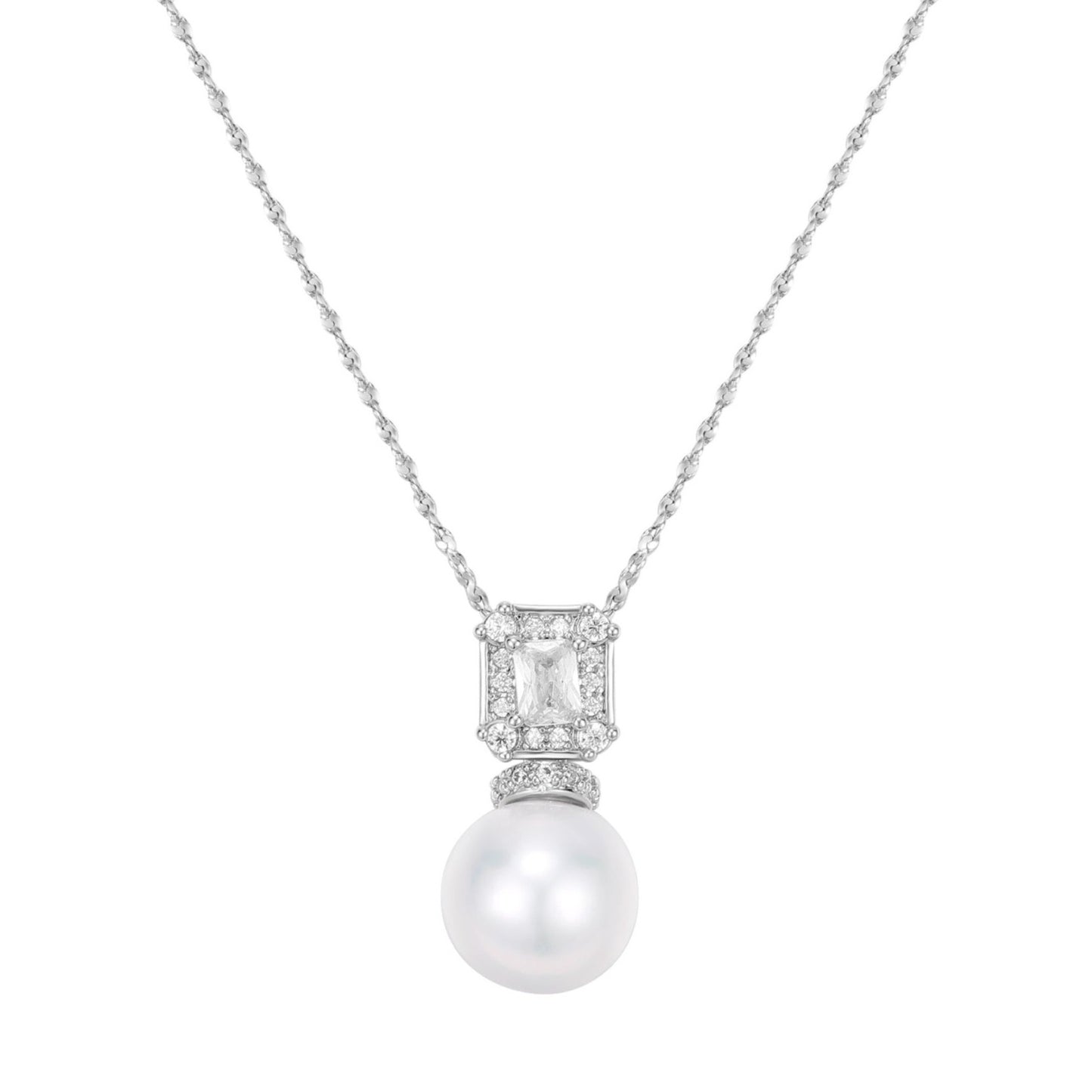 Laurel Pearl Necklace- Silver - Wishe19