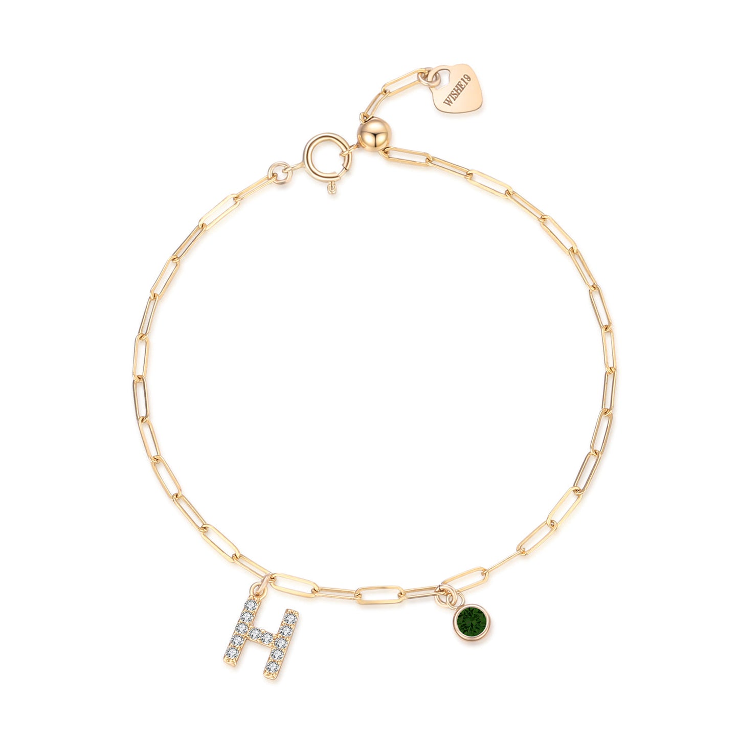 14KGF Initial Drop Bracelet - Wishe19