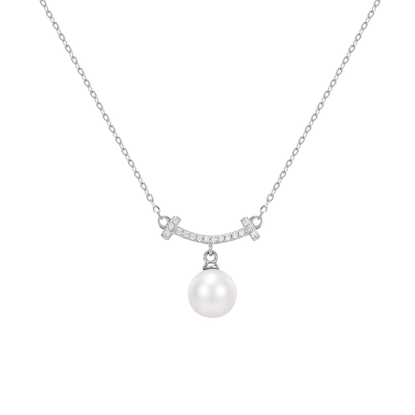 Aila Pearl Necklace- Silver - Wishe19