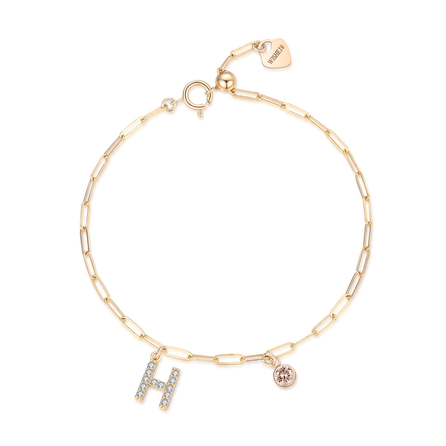 14KGF Initial Drop Bracelet - Wishe19