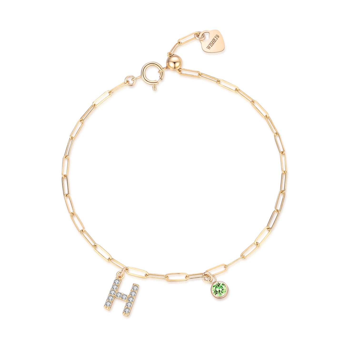 14KGF Initial Drop Bracelet - Wishe19