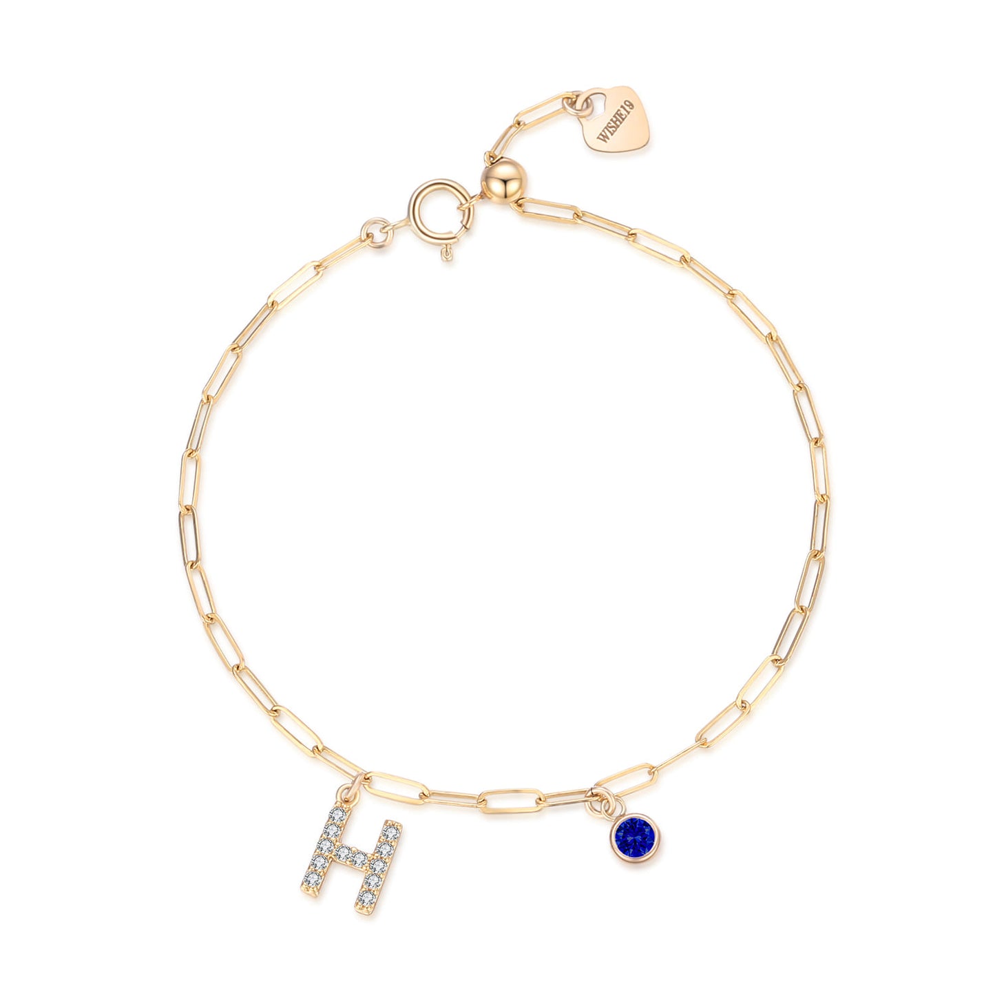 14KGF Initial Drop Bracelet - Wishe19