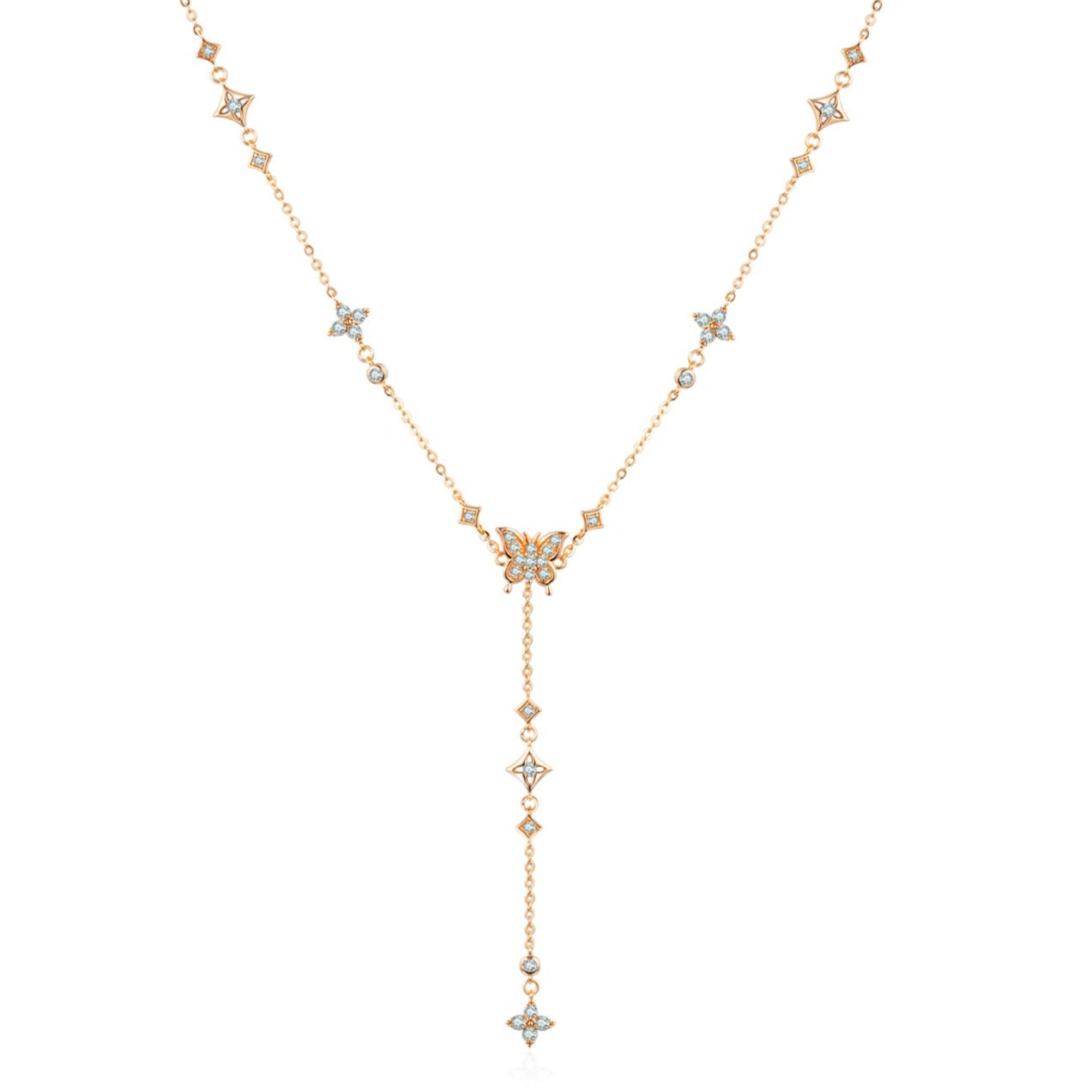 Heavenly Flight Y shape Necklace- Rose Gold - Wishe19