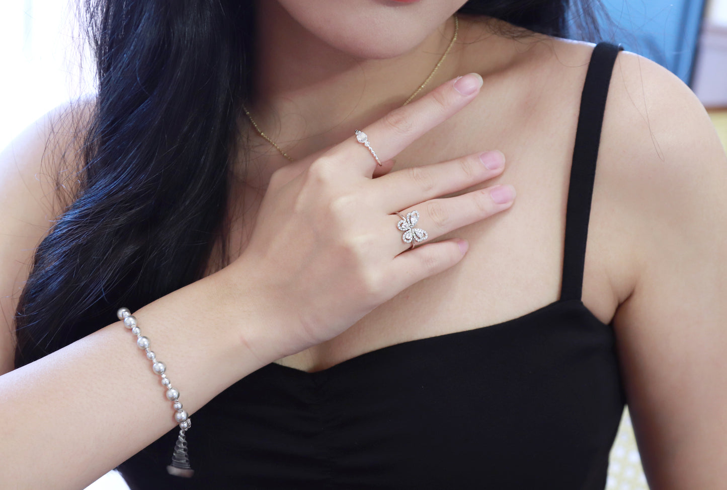 Graceful Wings Ring- Silver - Wishe19