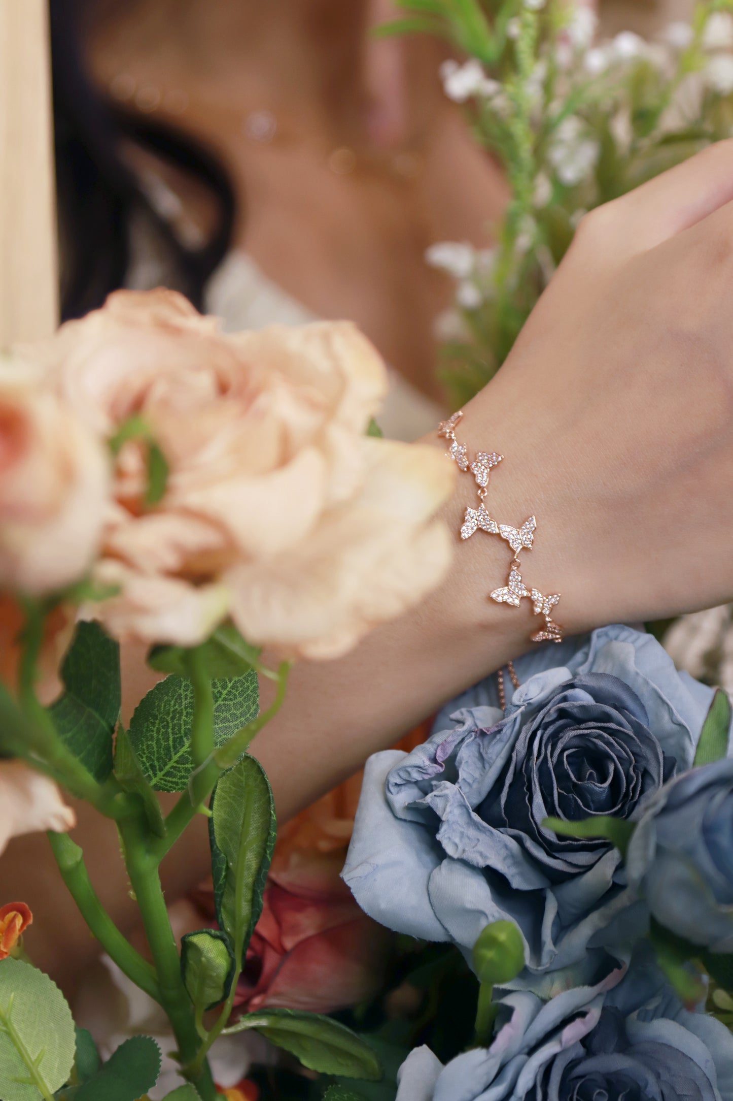 Butterfly Serenade Bracelet- Rose Gold