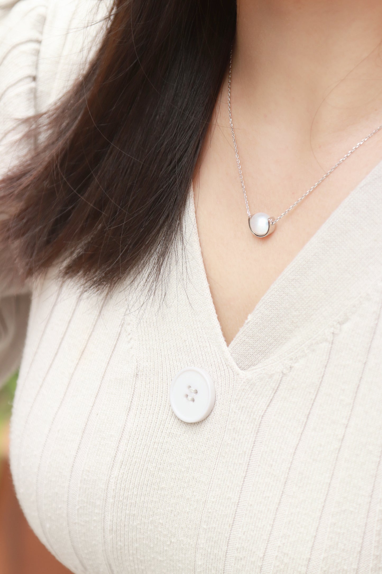 Naturalstone Moonstone Necklace- Silver - Wishe19