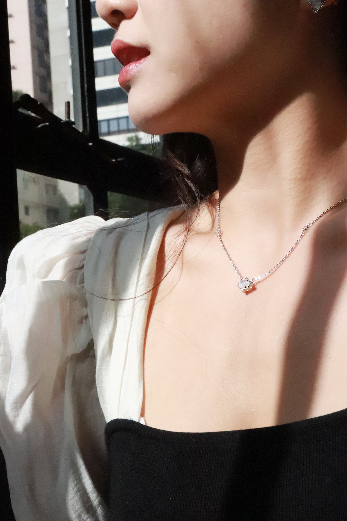 Moon Desire Necklace- Silver - Wishe19