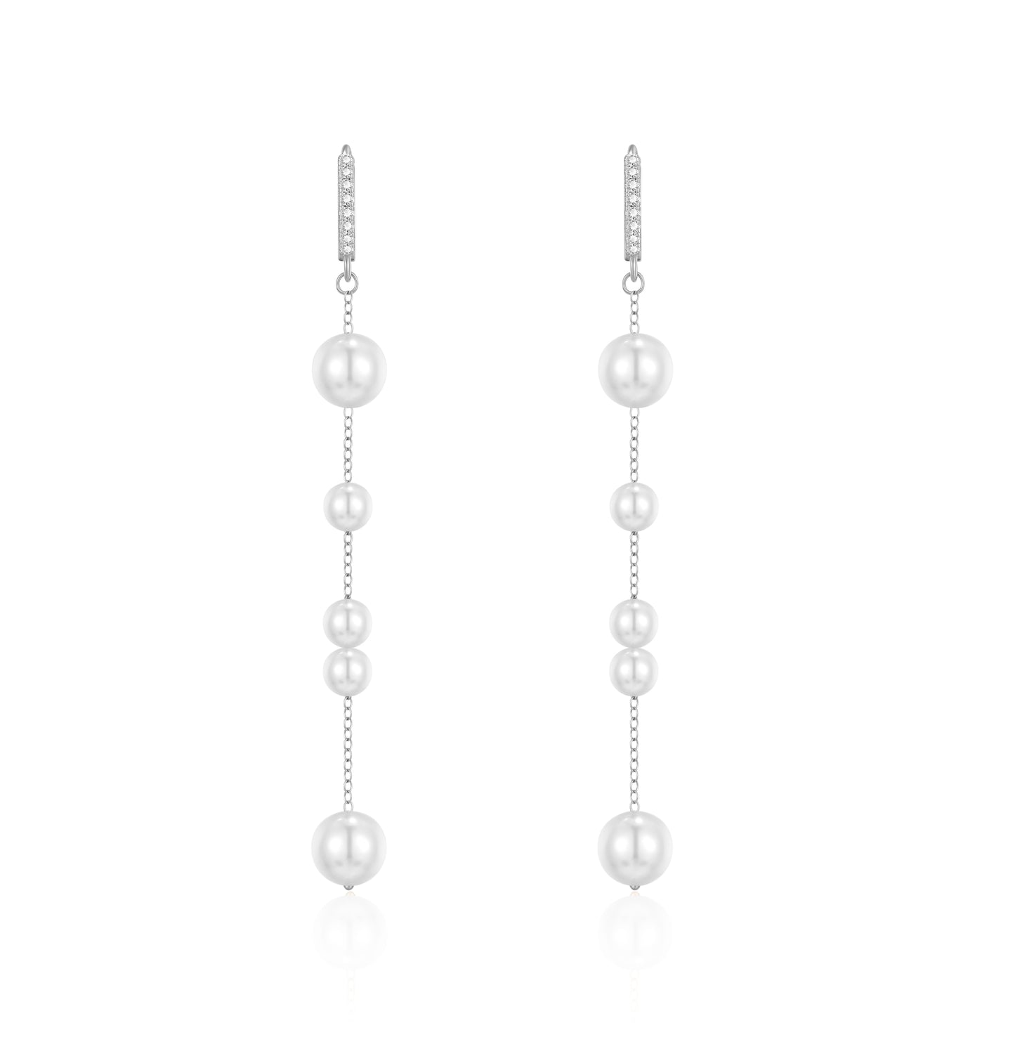 Baroque Long Pearl Earring-Silver - Wishe19