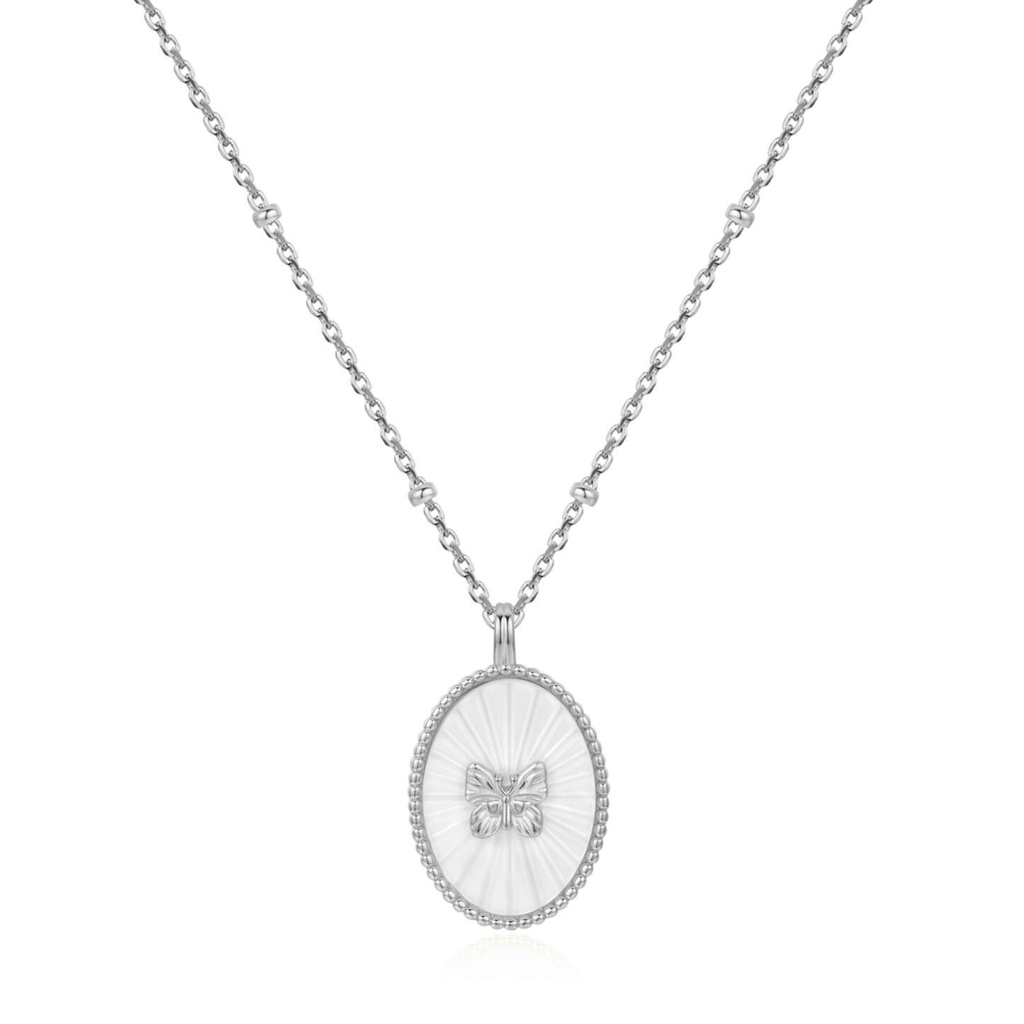 Luminous Butterfly Necklace- Silver - Wishe19
