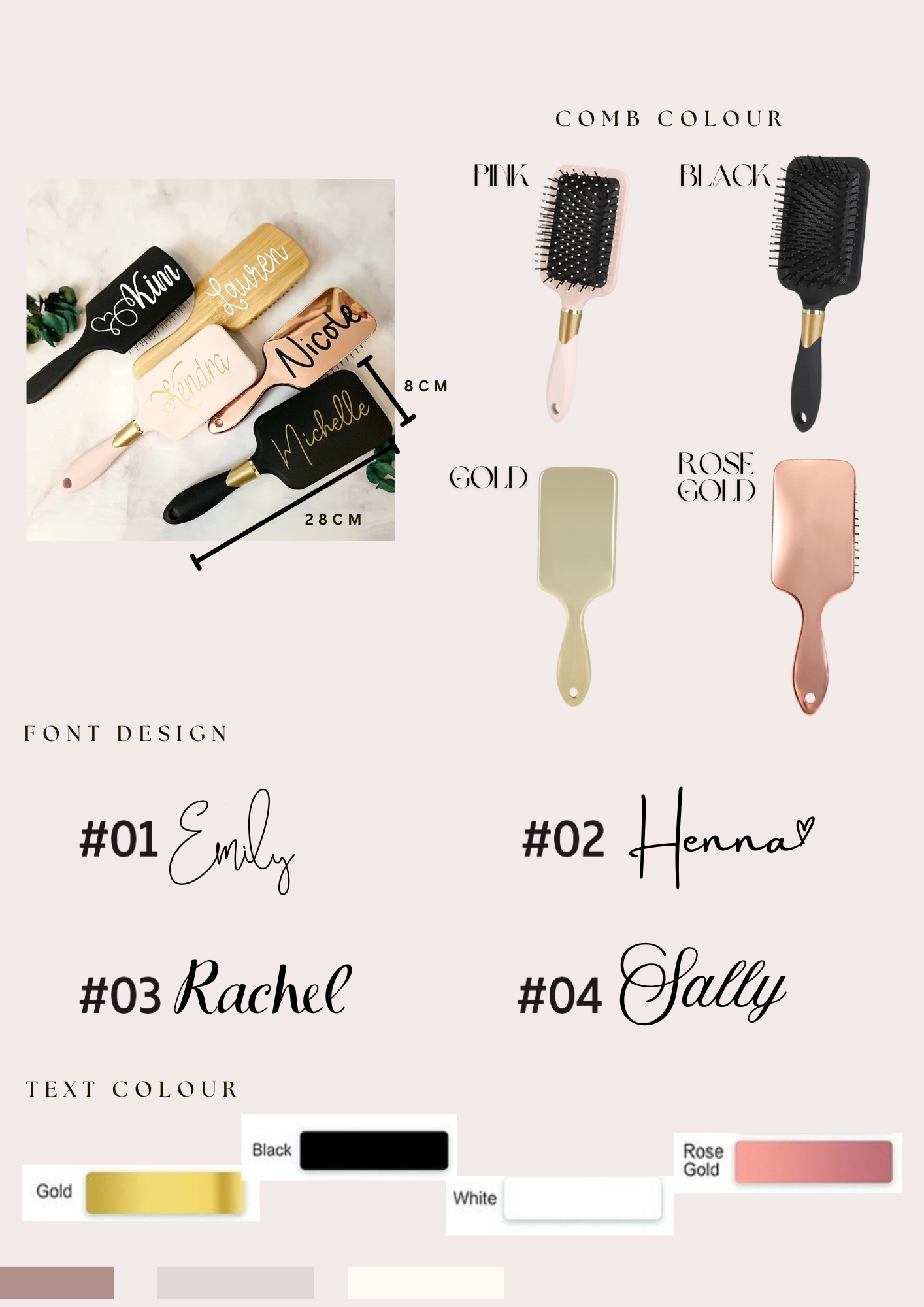 訂製空墊按摩梳 Custom Name Hair - Wishe19