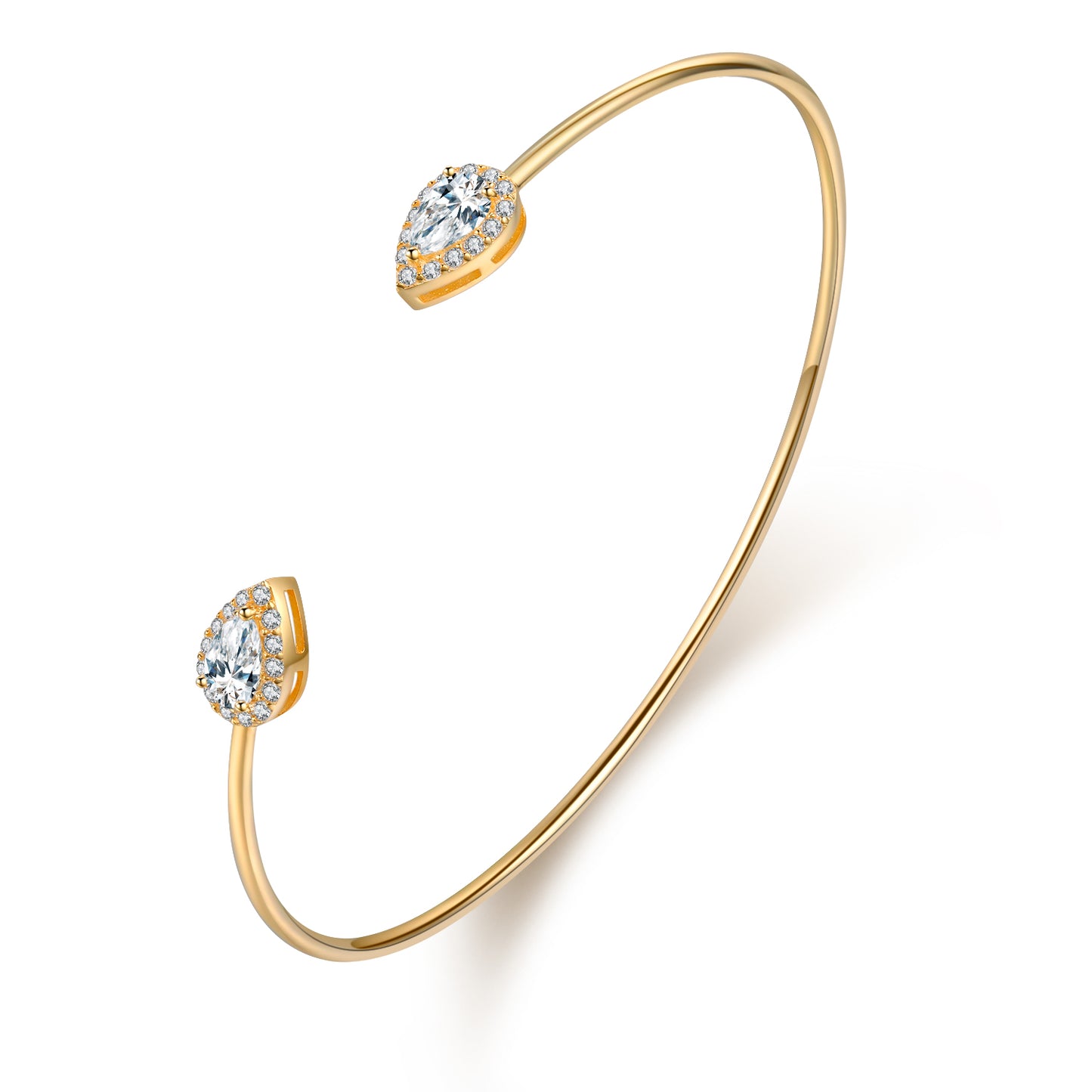 Pear-Shaped Crystal Encrusted Bangle- Gold - Wishe19