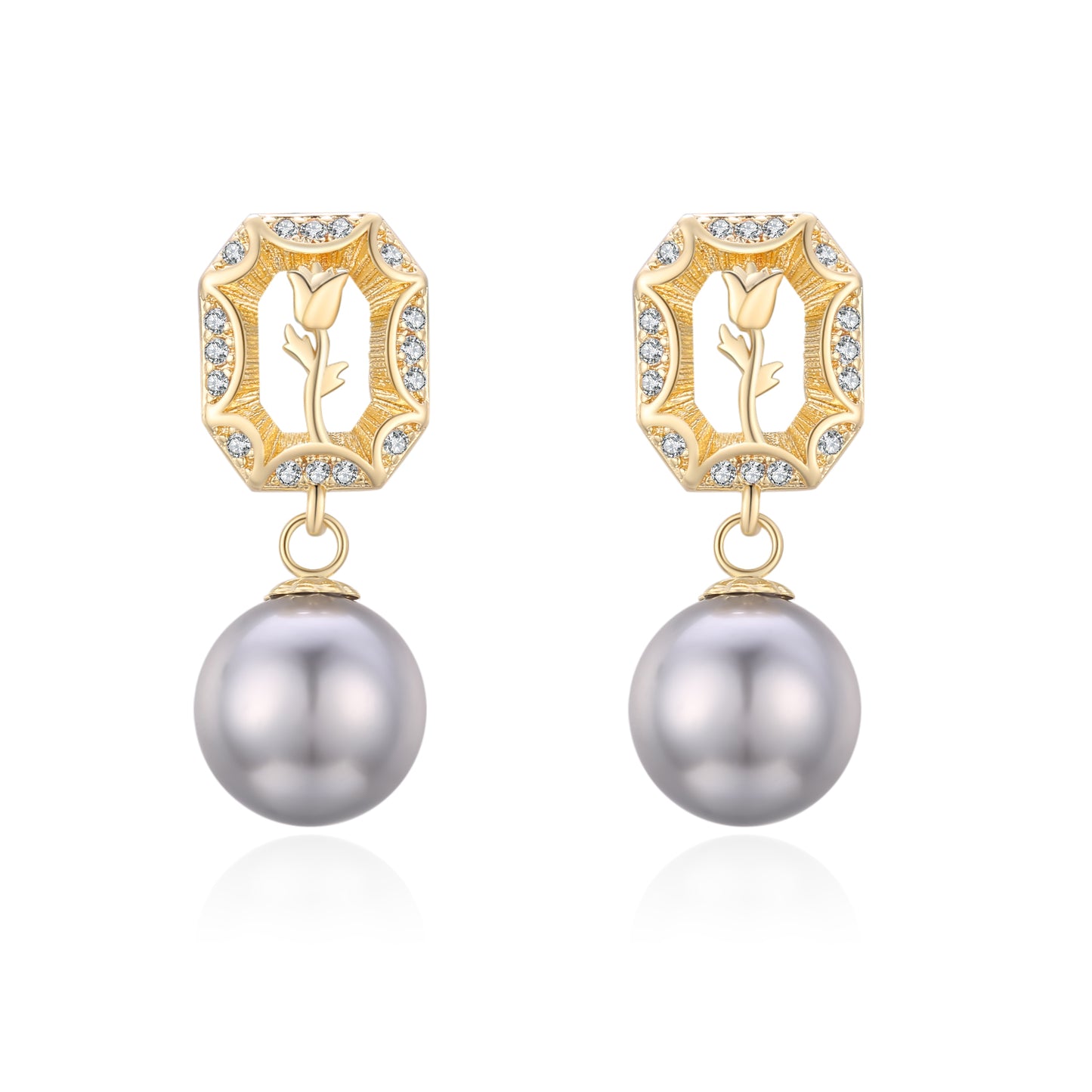 Rebel Rose Earring- Grey Pearl - Wishe19