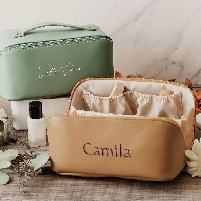 大容量刺繡化妝袋 Leather Embroidered Makeup Bag - Wishe19