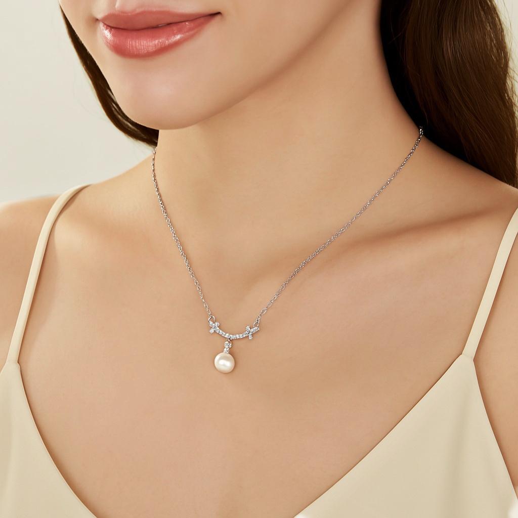典雅珍珠純銀頸鏈 Aila Pearl Necklace - Wishe19