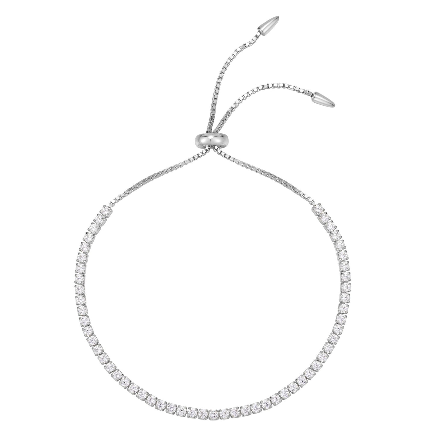 Classic Stone Tennis Bracelet- Silver - Wishe19
