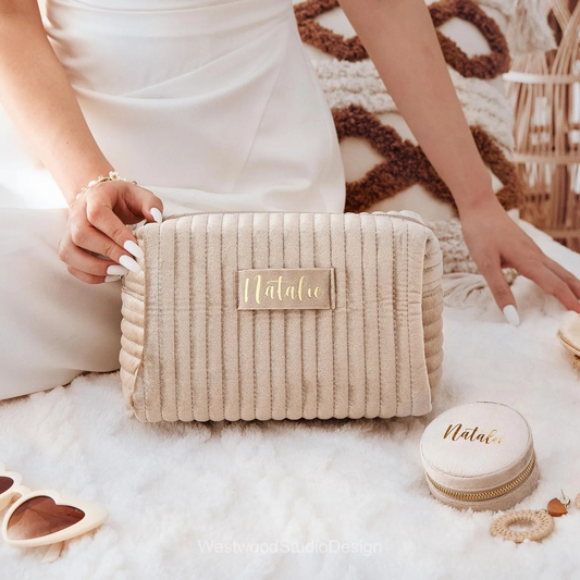 訂製絨面姊妹化妝袋 Personalized Makeup Bag - Wishe19