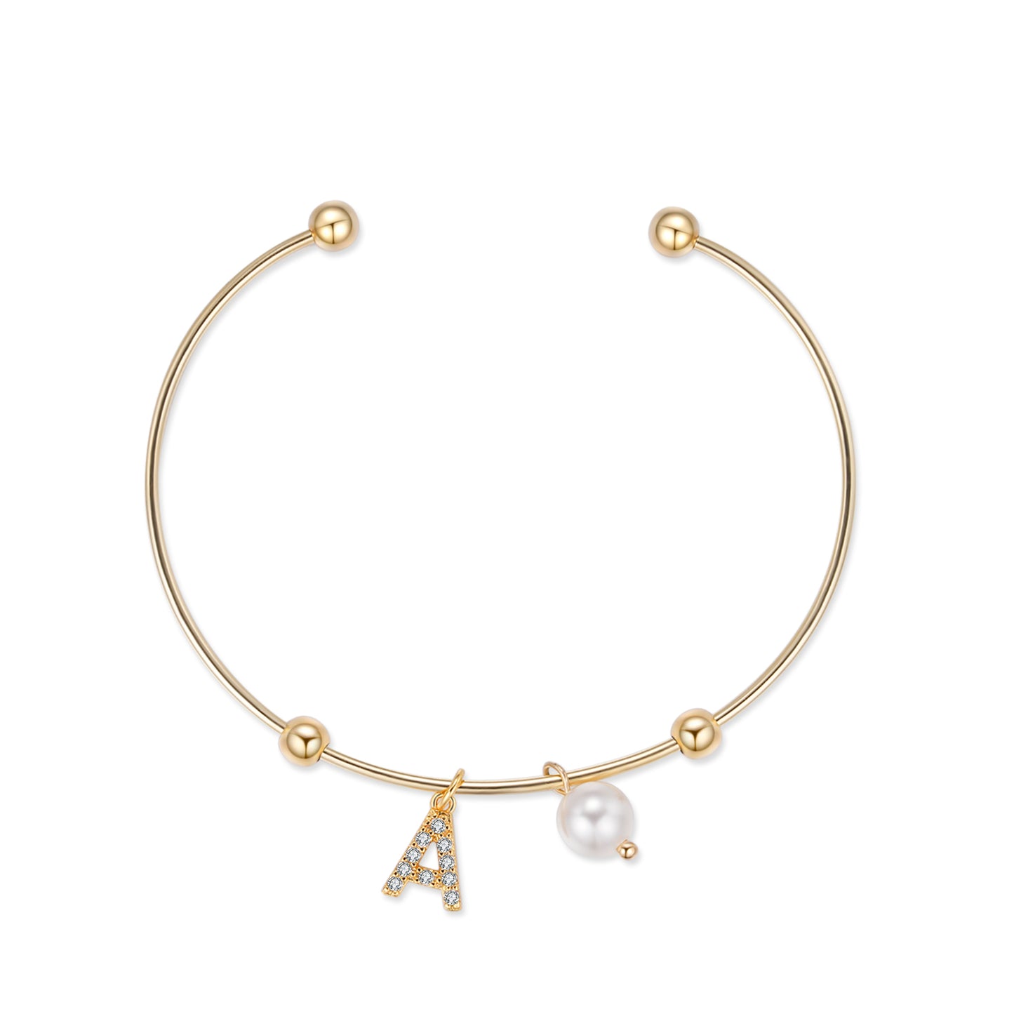 14kgf Initial Letter Bangle - Wishe19