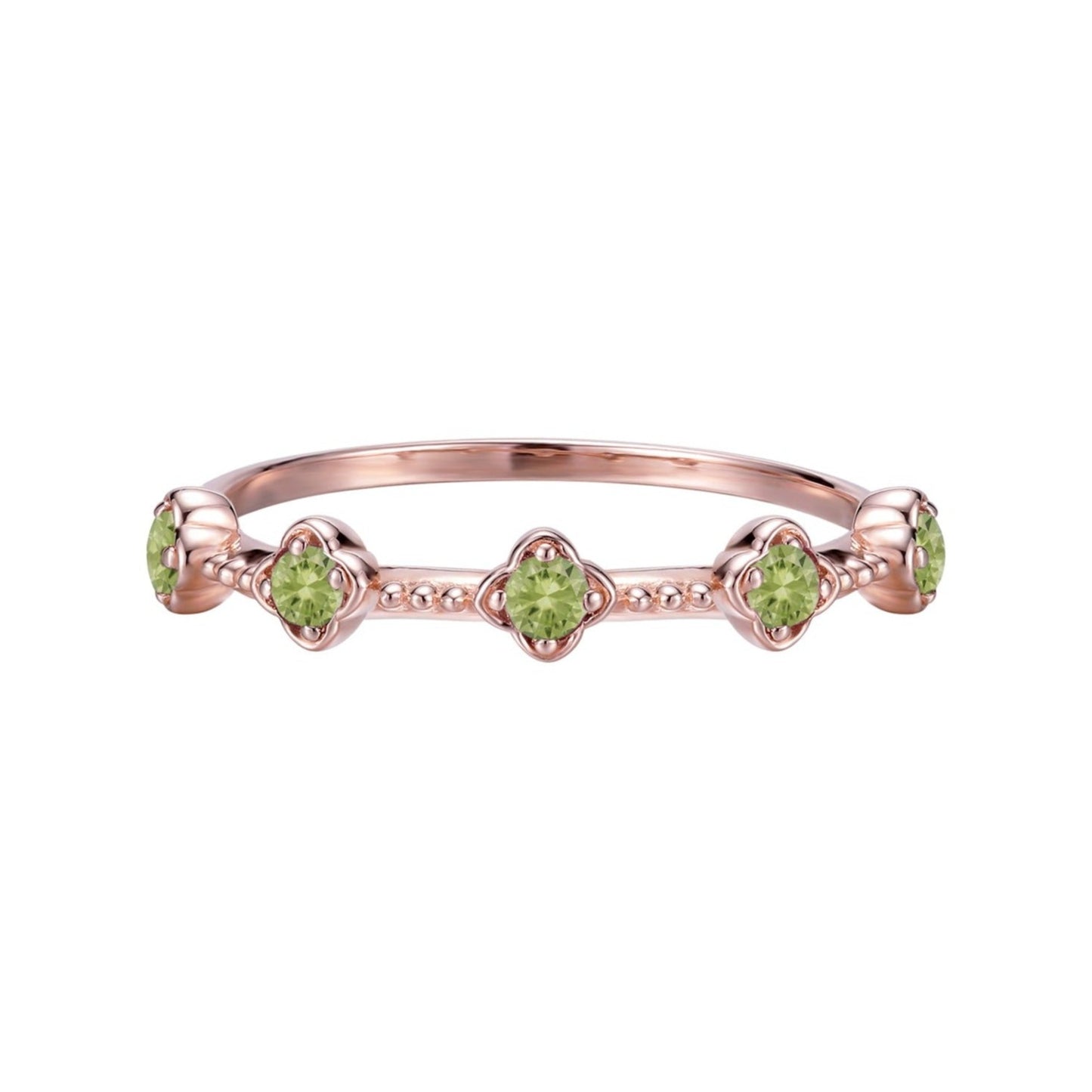 Peridot Blossom Flower Ring- Rose Gold - Wishe19