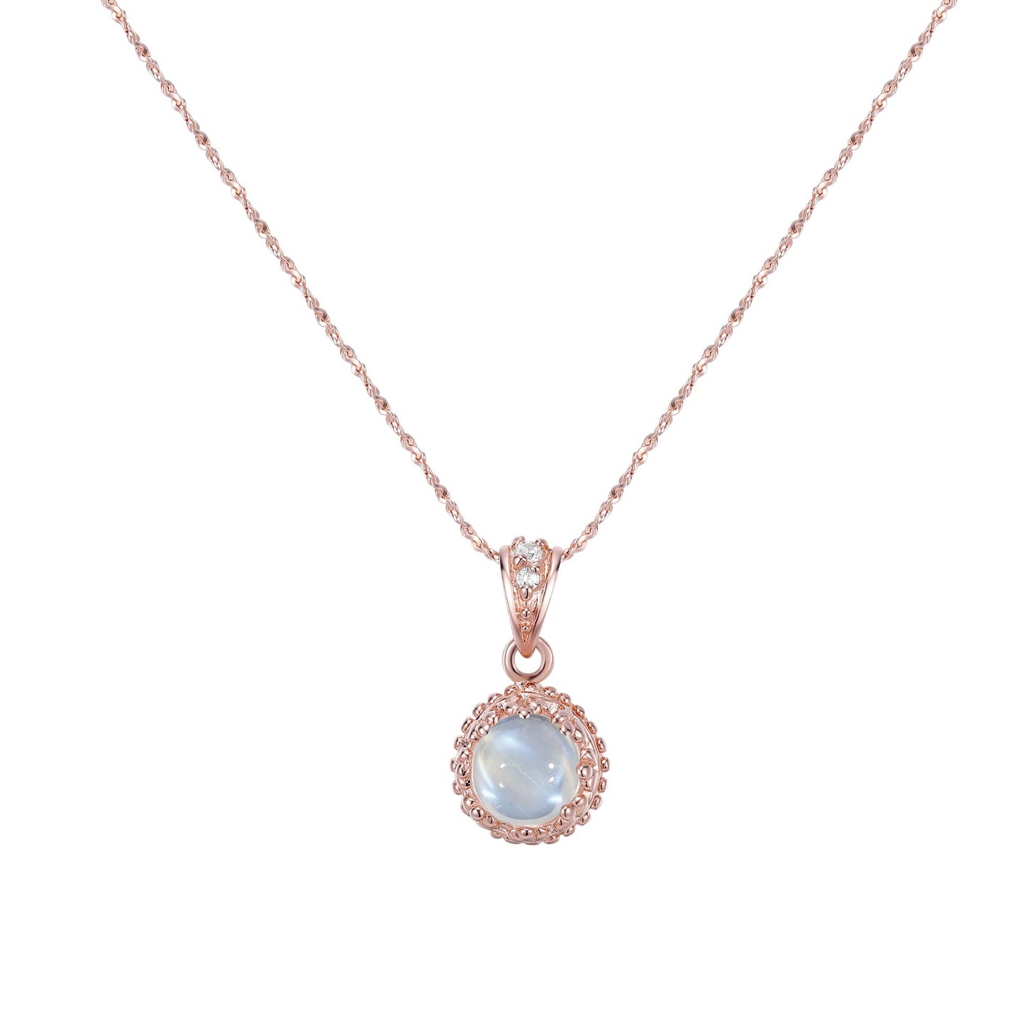 Shine On Moonstone Necklace- Rose Gold - Wishe19