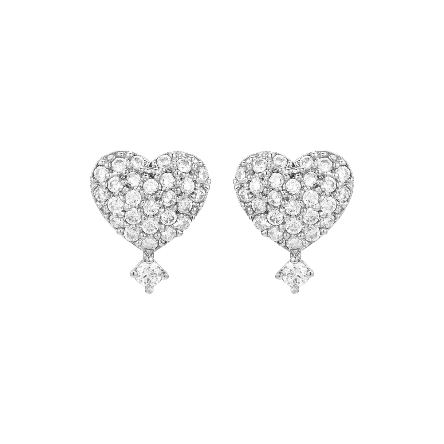 Naya Heart Earring- Silver - Wishe19