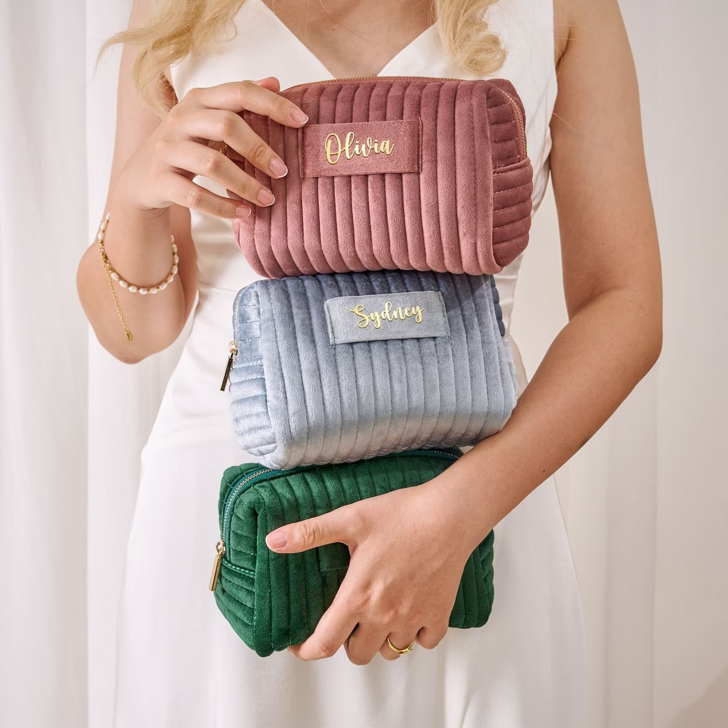 訂製絨面姊妹化妝袋 Personalized Makeup Bag - Wishe19