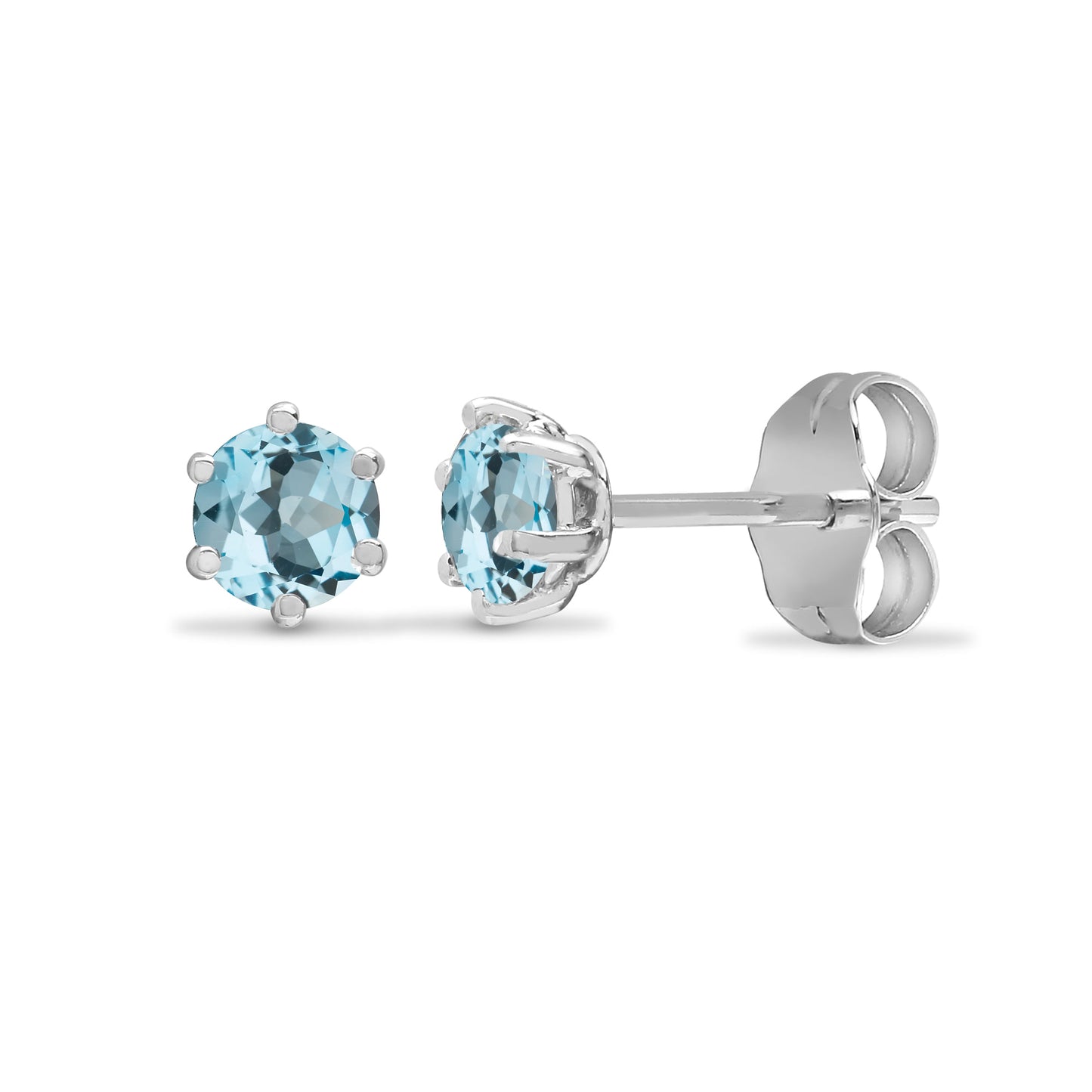 Sky Blue Topaz Stud Earrings-Silver - Wishe19