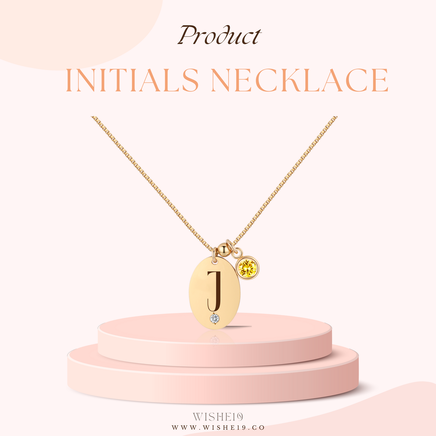 14KGF Initial Necklace- Letter J - Wishe19