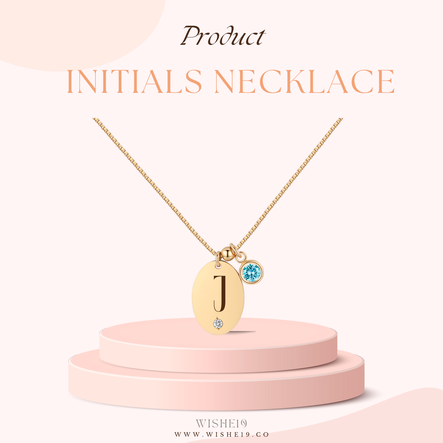 14KGF Initial Necklace- Letter J - Wishe19