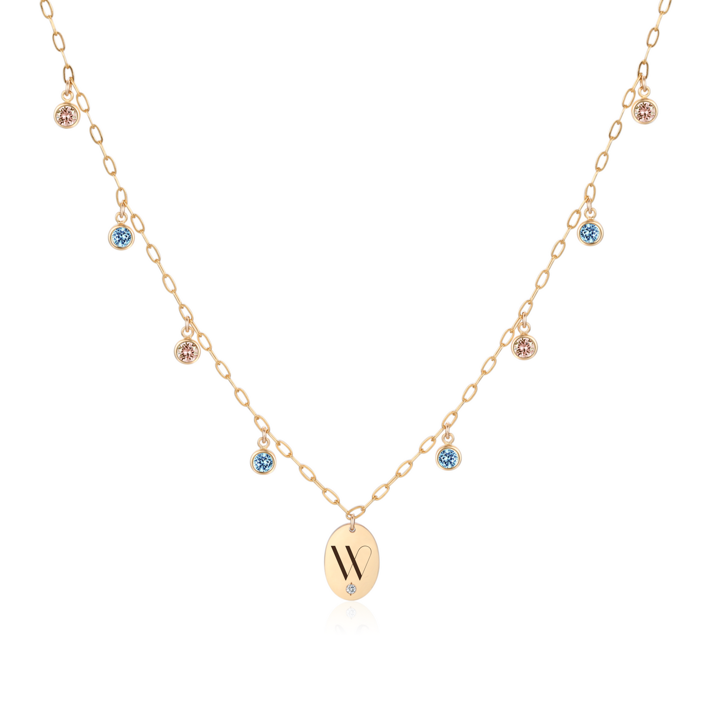 14KGF Two-Tone Initial Necklace - Wishe19