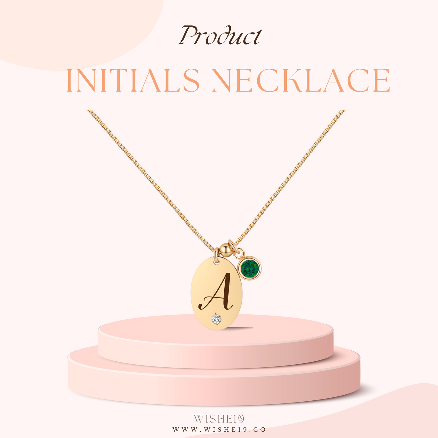 14KGF Initial Necklace- Letter A - Wishe19