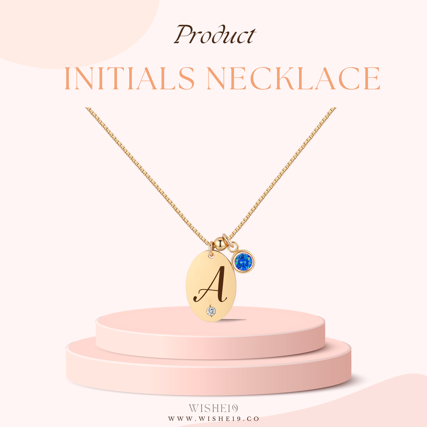 14KGF Initial Necklace- Letter A - Wishe19