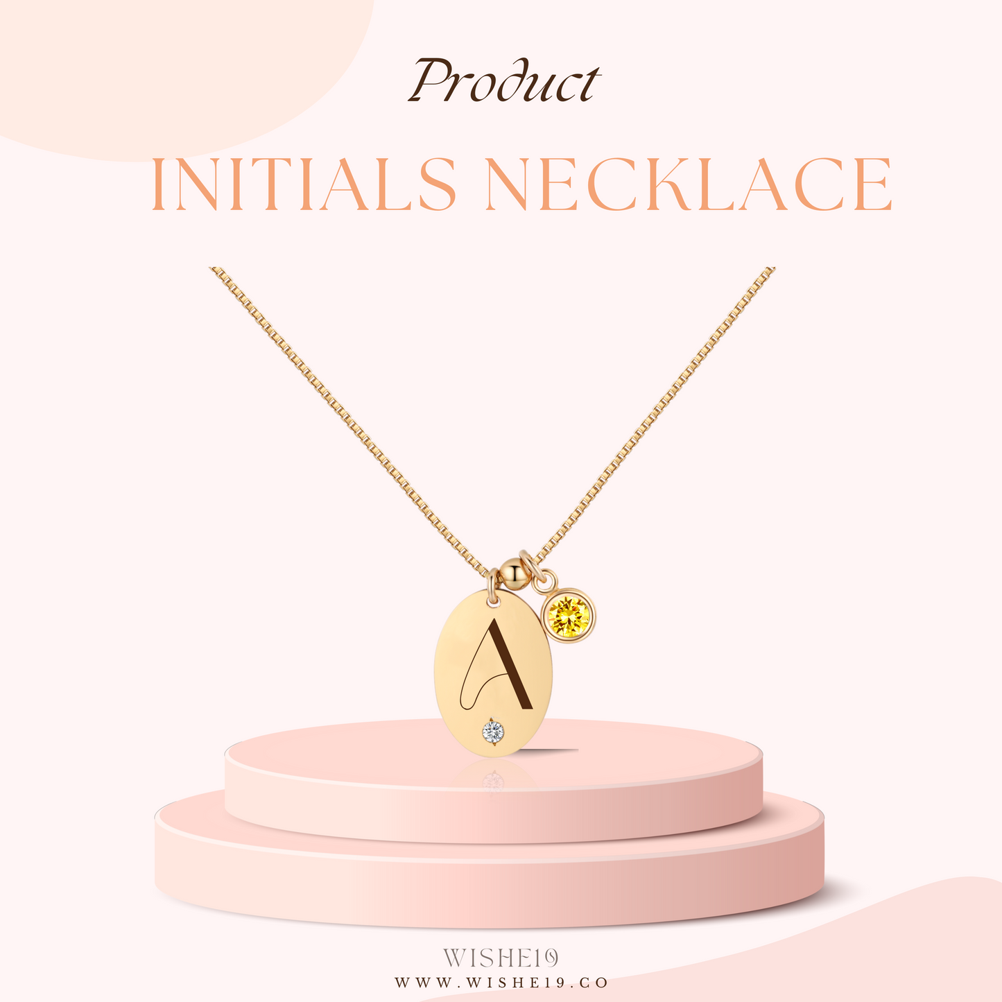 14KGF Initial Necklace- Letter A - Wishe19