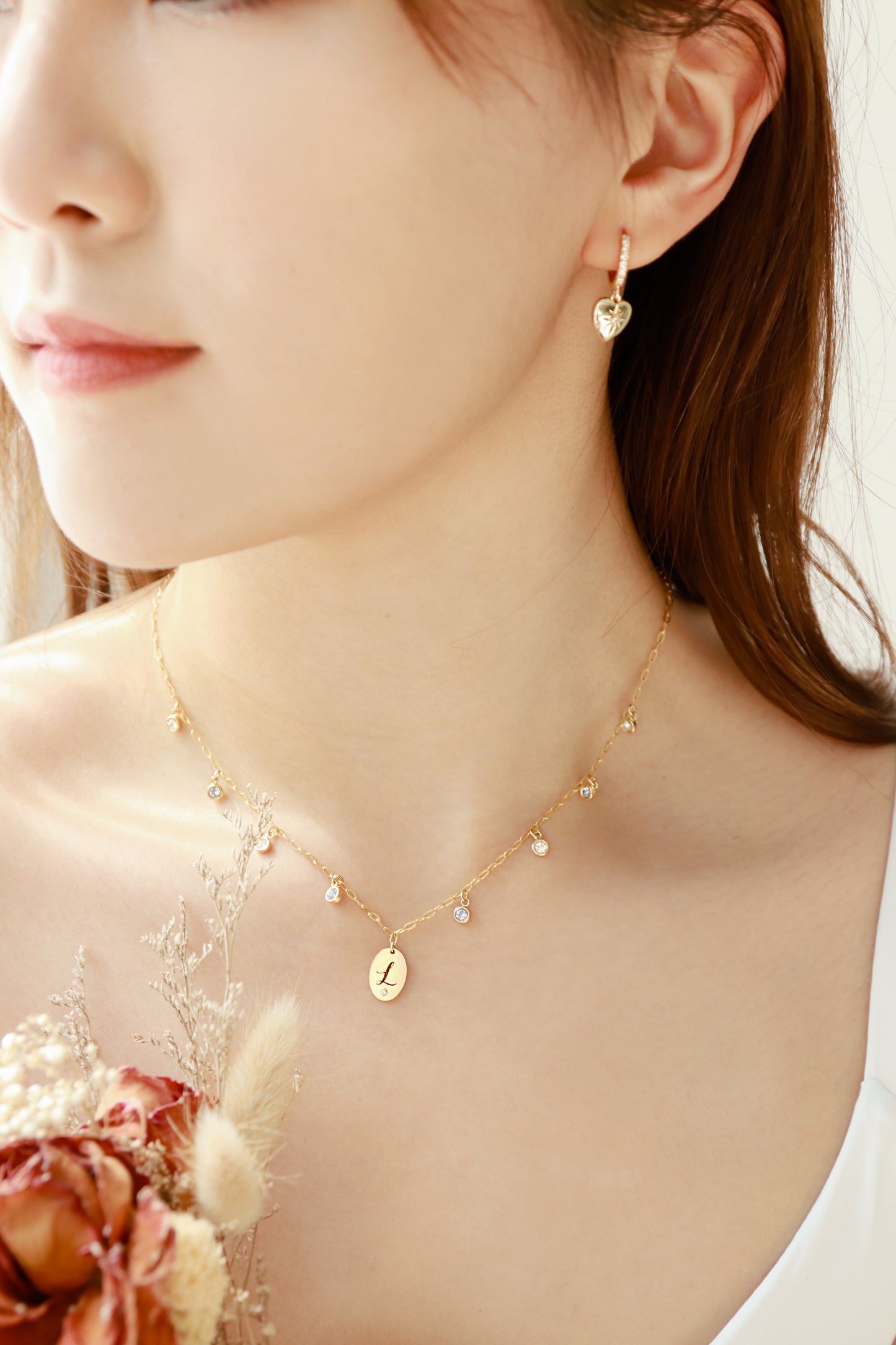 14KGF Two-Tone Initial Necklace - Wishe19