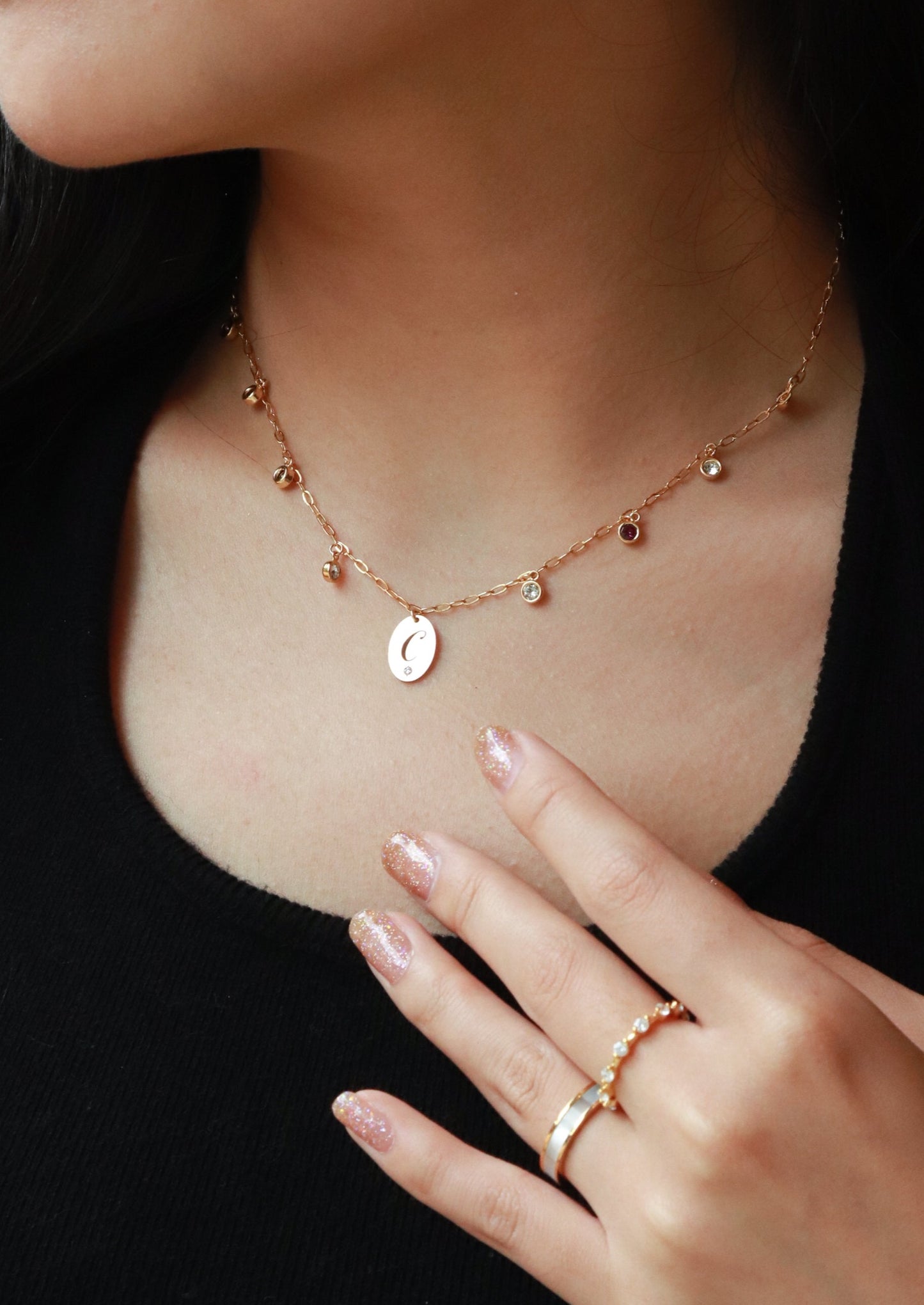 14KGF Two-Tone Initial Necklace - Wishe19