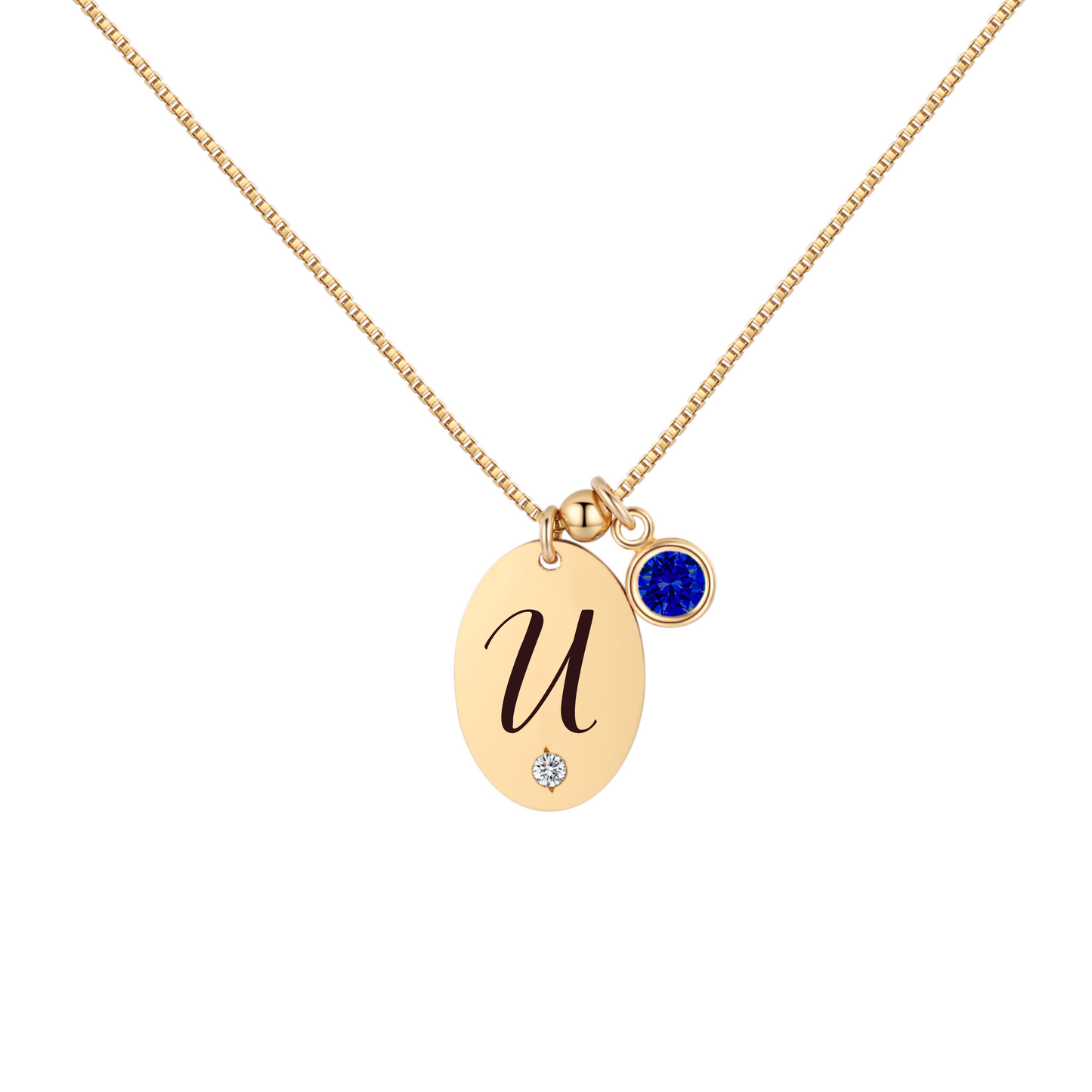14KGF Initial Necklace- Letter U - Wishe19