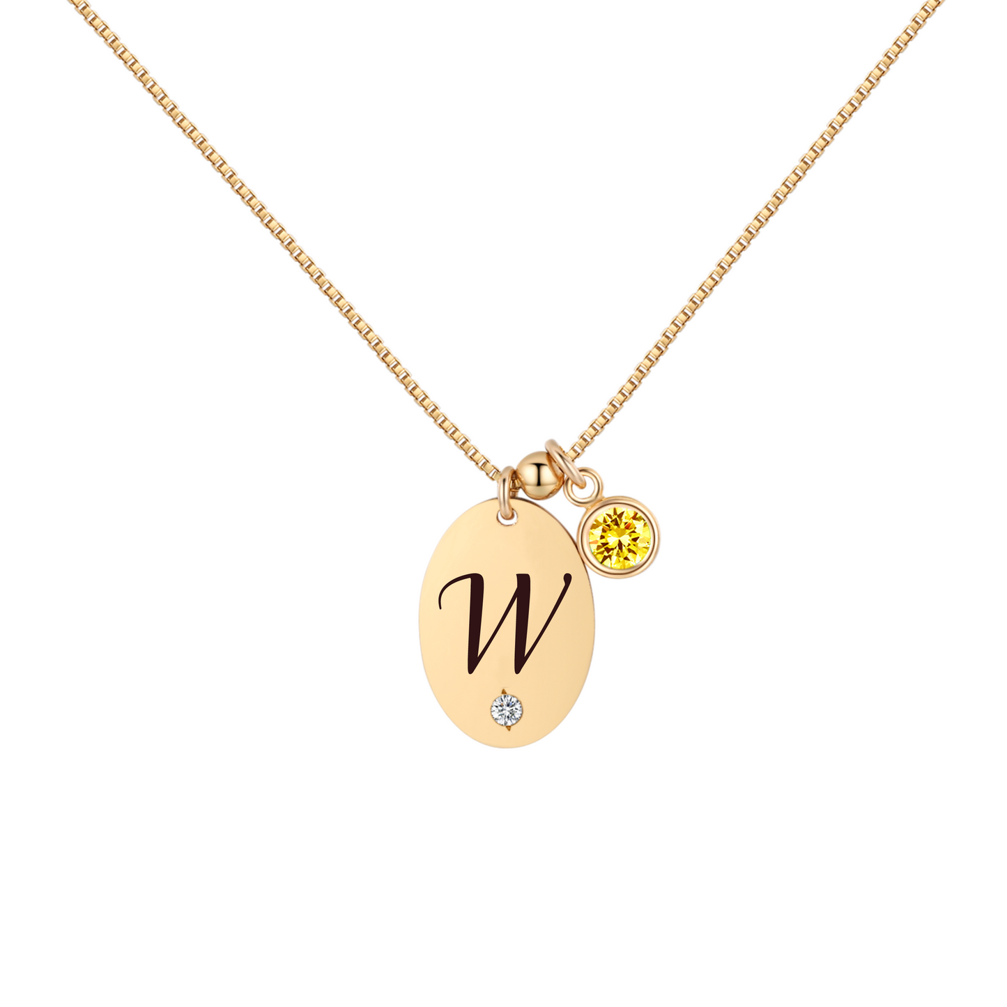 14KGF Initial Necklace- Letter W - Wishe19