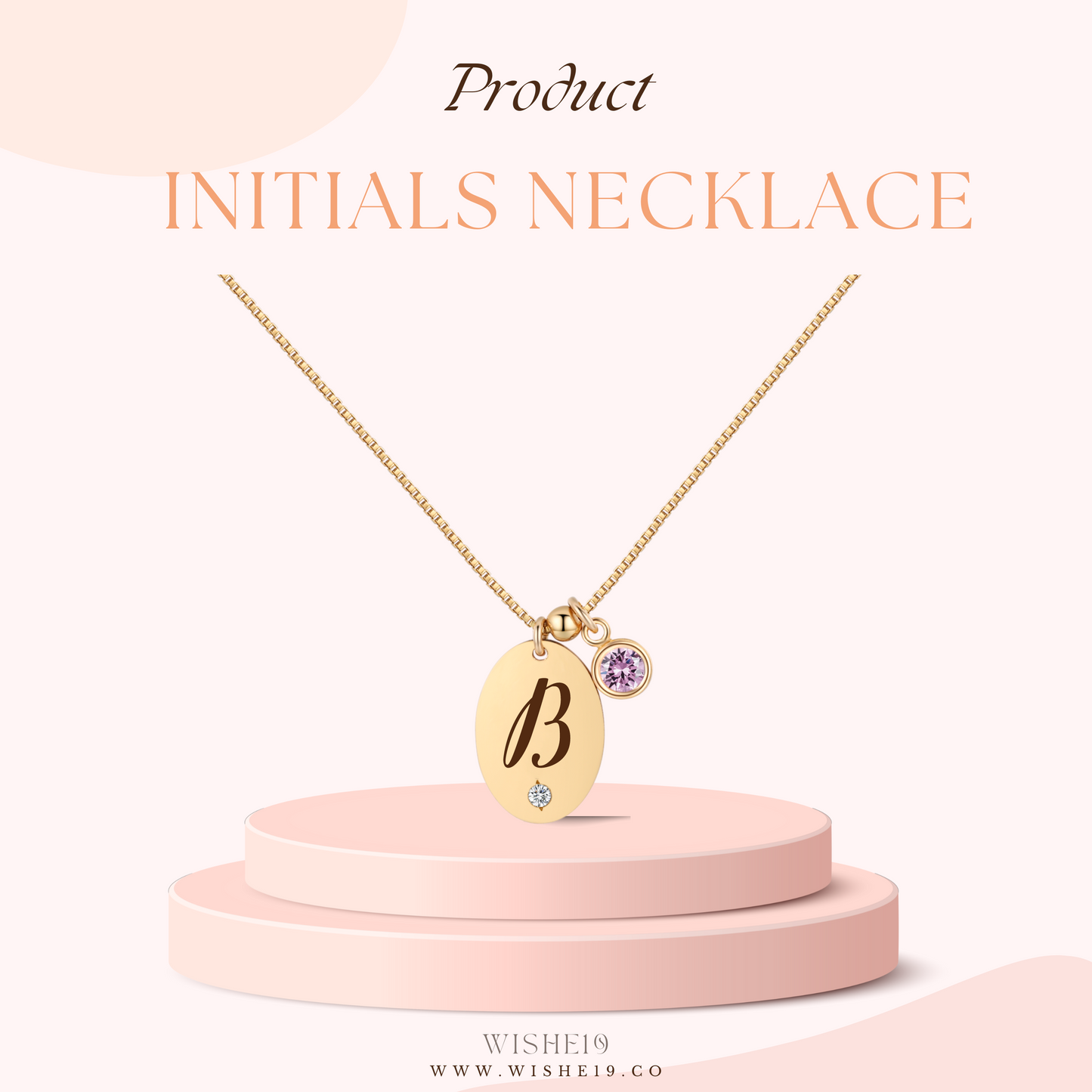 14KGF Initial Necklace- Letter B - Wishe19