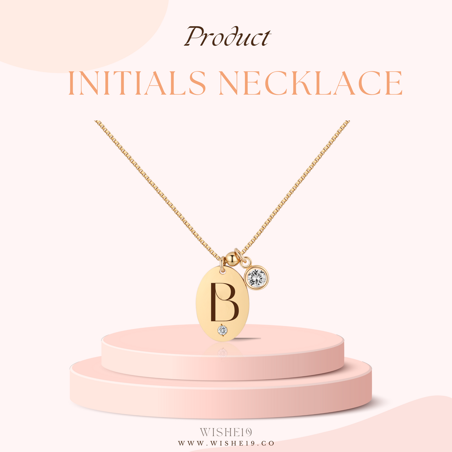 14KGF Initial Necklace- Letter B - Wishe19