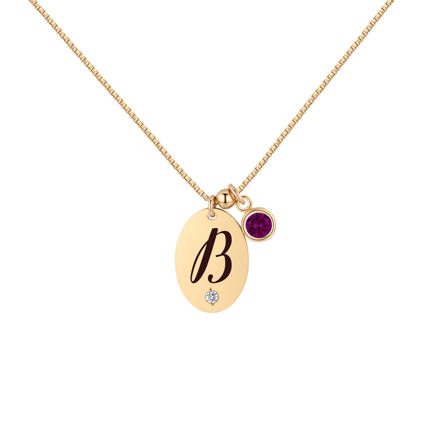 14KGF Initial Necklace- Letter B - Wishe19
