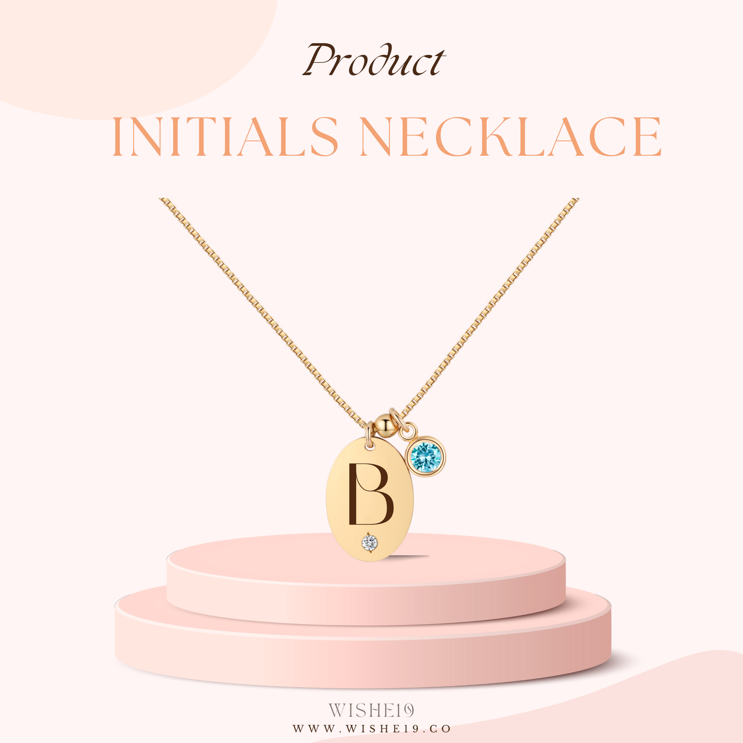 14KGF Initial Necklace- Letter B - Wishe19