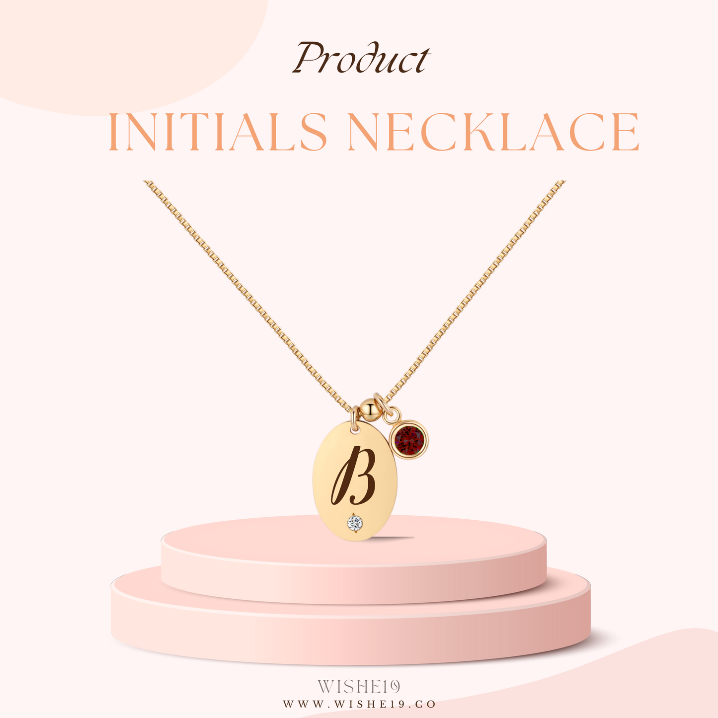 14KGF Initial Necklace- Letter B - Wishe19