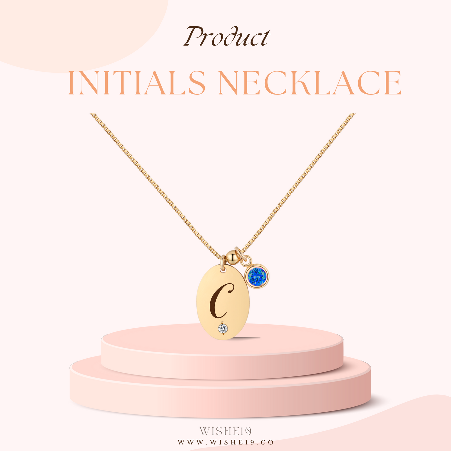 14KGF Initial Necklace- Letter C - Wishe19