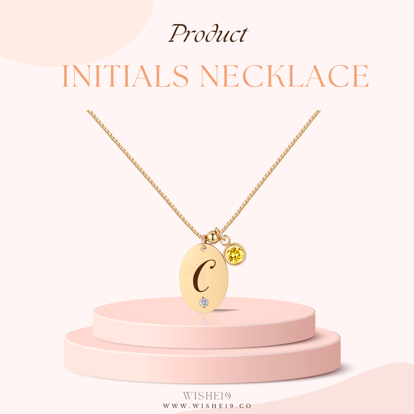 14KGF Initial Necklace- Letter C - Wishe19