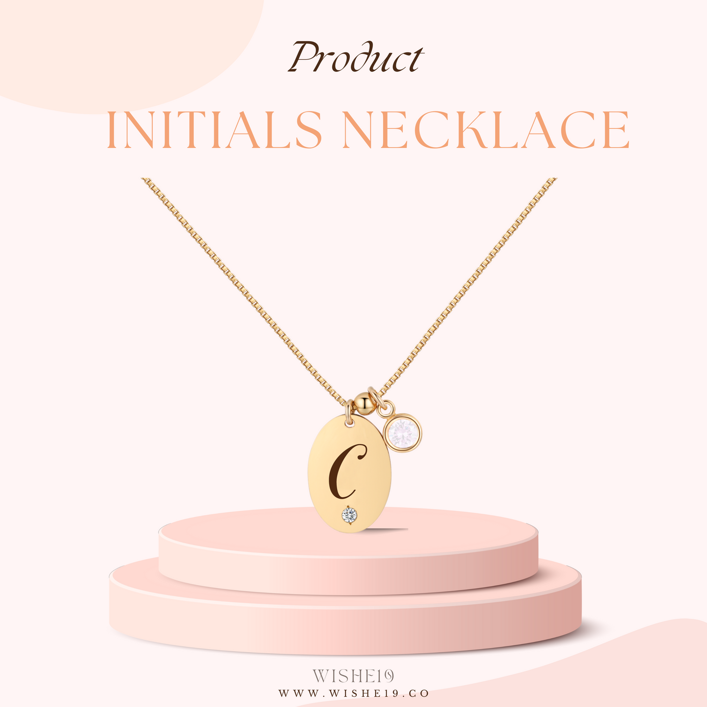 14KGF Initial Necklace- Letter C - Wishe19